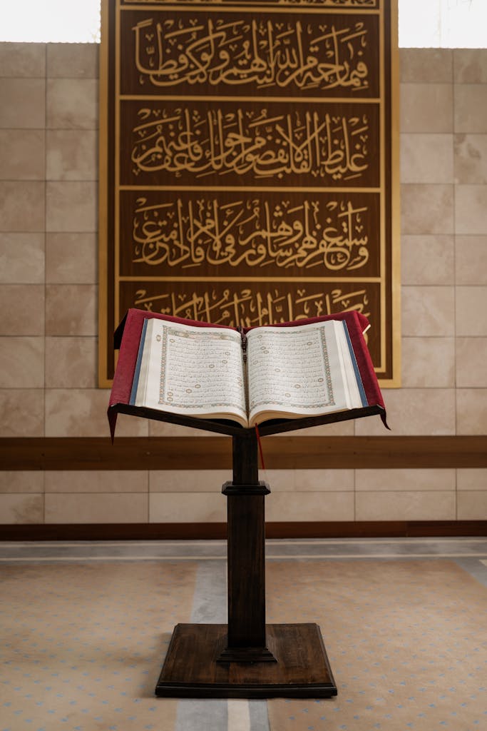 Koran Book on Quran Standing in a Mosque-quranbook